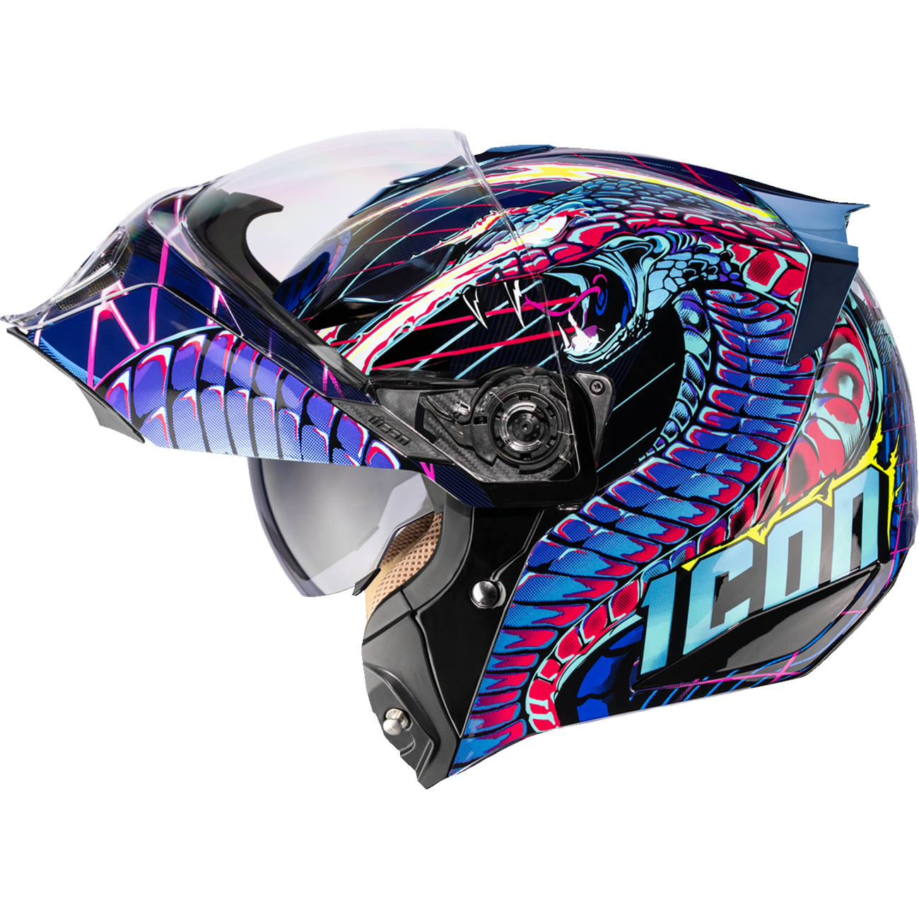 ICON Threshold™ Modular Helmet - Synthwave Lazer Cobra - Blue - XS 0100-2728