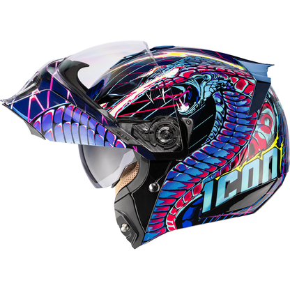 ICON Threshold™ Modular Helmet - Synthwave Lazer Cobra - Blue - XS 0100-2728