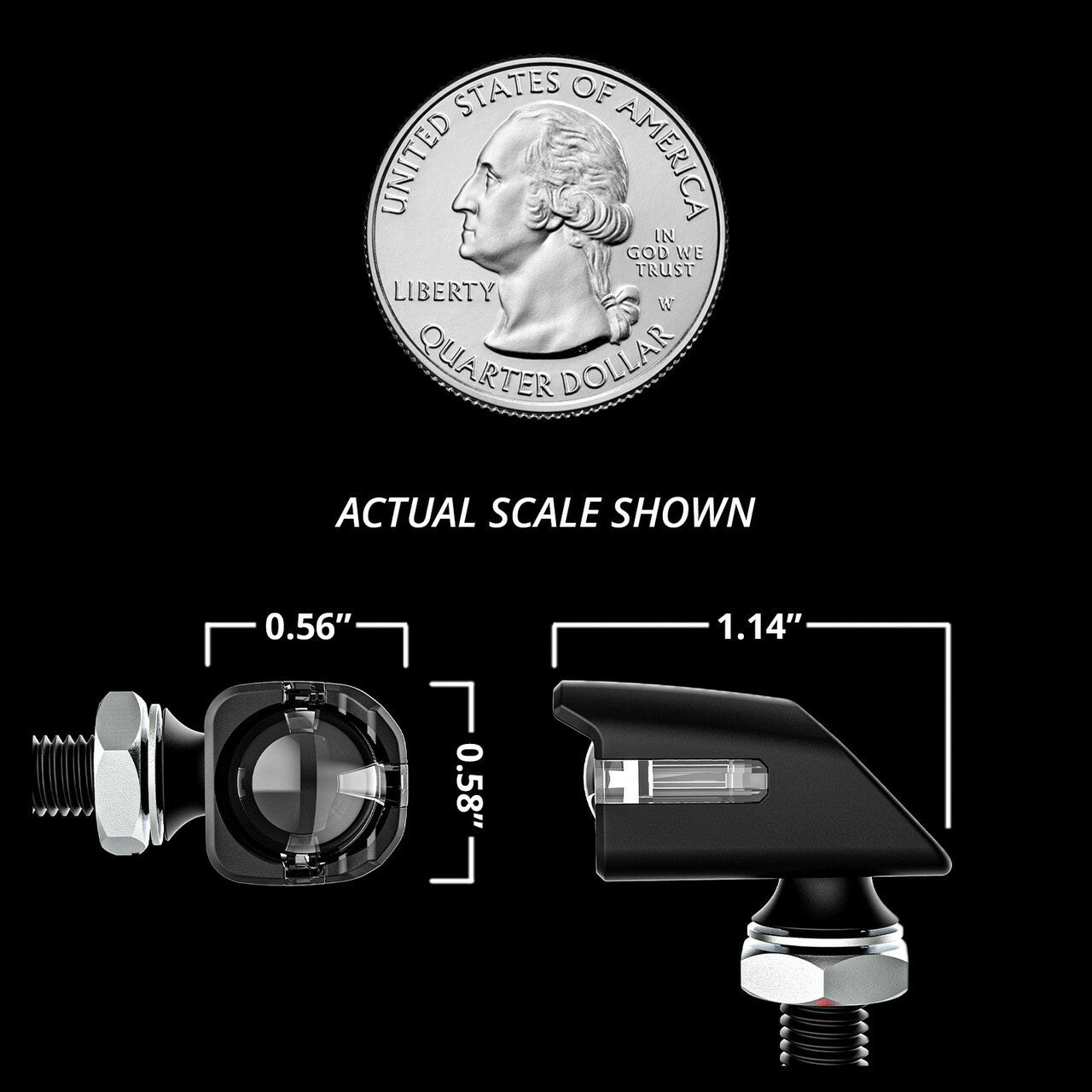 Mini Led Turn Signal Black Red Pair