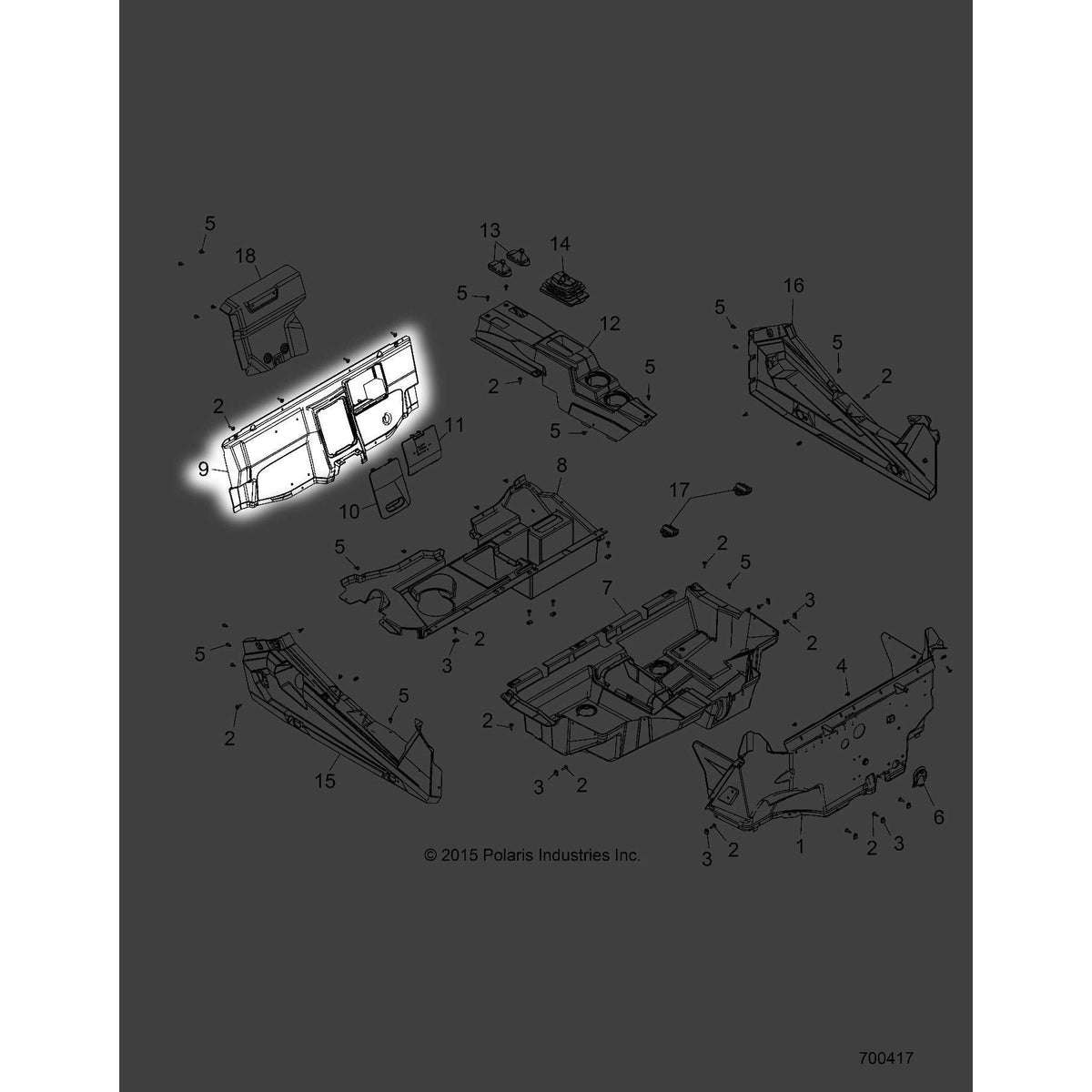 Polaris RZR Rear Closeoff Assembly, Upper, Black, Genuine OEM Part 2636331-070, Qty 1