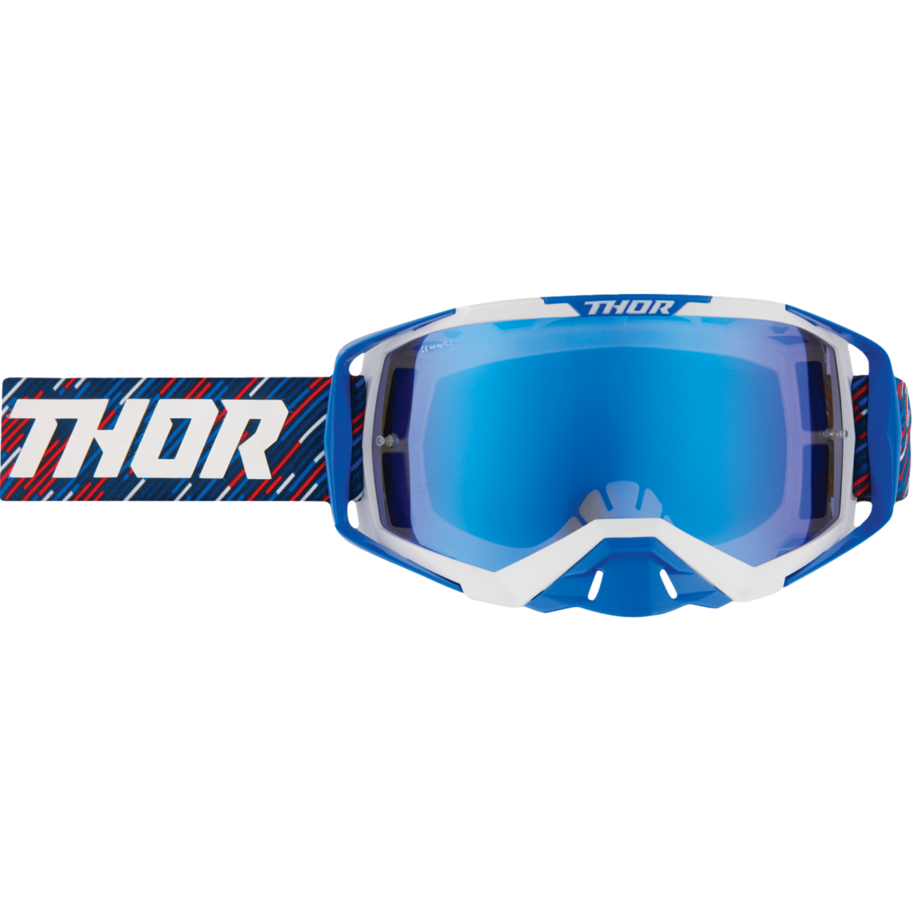 THOR Activate Goggle - Stripes - Red/White/Blue - Blue Mirror Lens 2601-3708