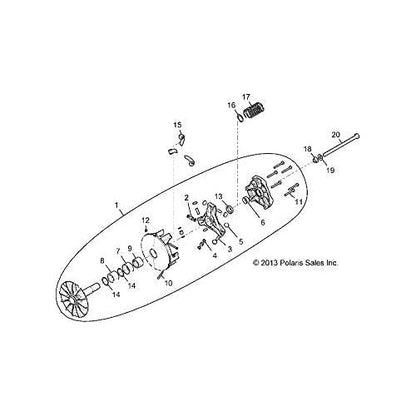 Polaris RZR Spring Clutch, Genuine OEM Part 7043924+O104J102:O105J102:O106O102J102:O103, Qty 1