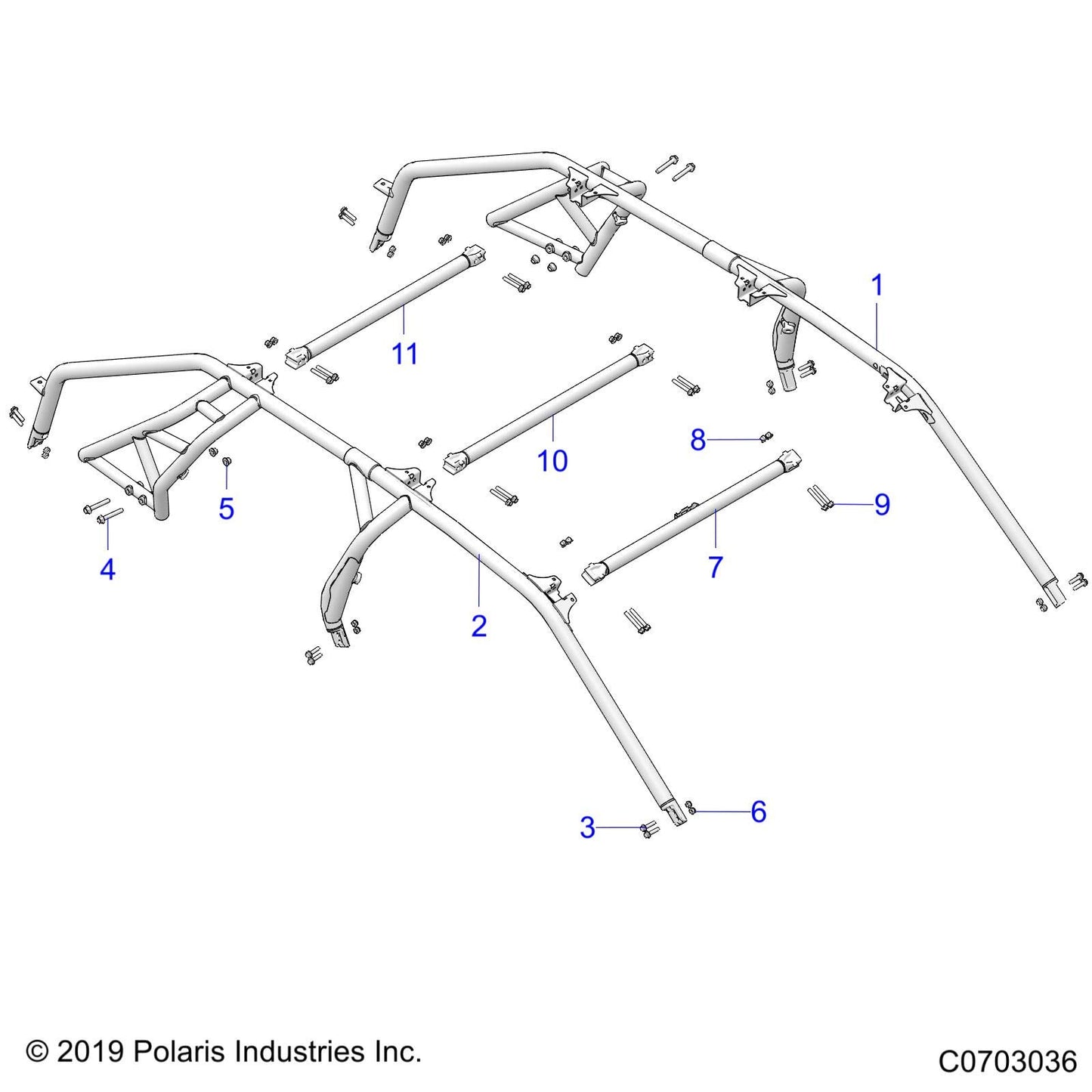 Polaris RZR ROPS Weld, Front, Cross, Matte Black, Genuine OEM Part 1025306-458, Qty 1