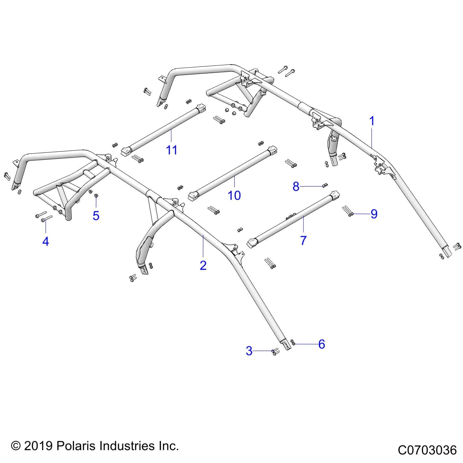 Polaris RZR ROPS Weld, Front, Cross, Matte Black, Genuine OEM Part 1025306-458, Qty 1