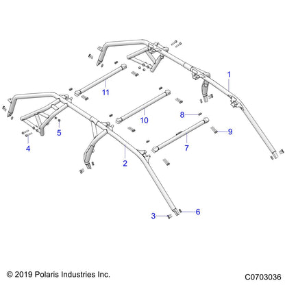 Polaris RZR ROPS Weld, Front, Cross, Matte Black, Genuine OEM Part 1025306-458, Qty 1