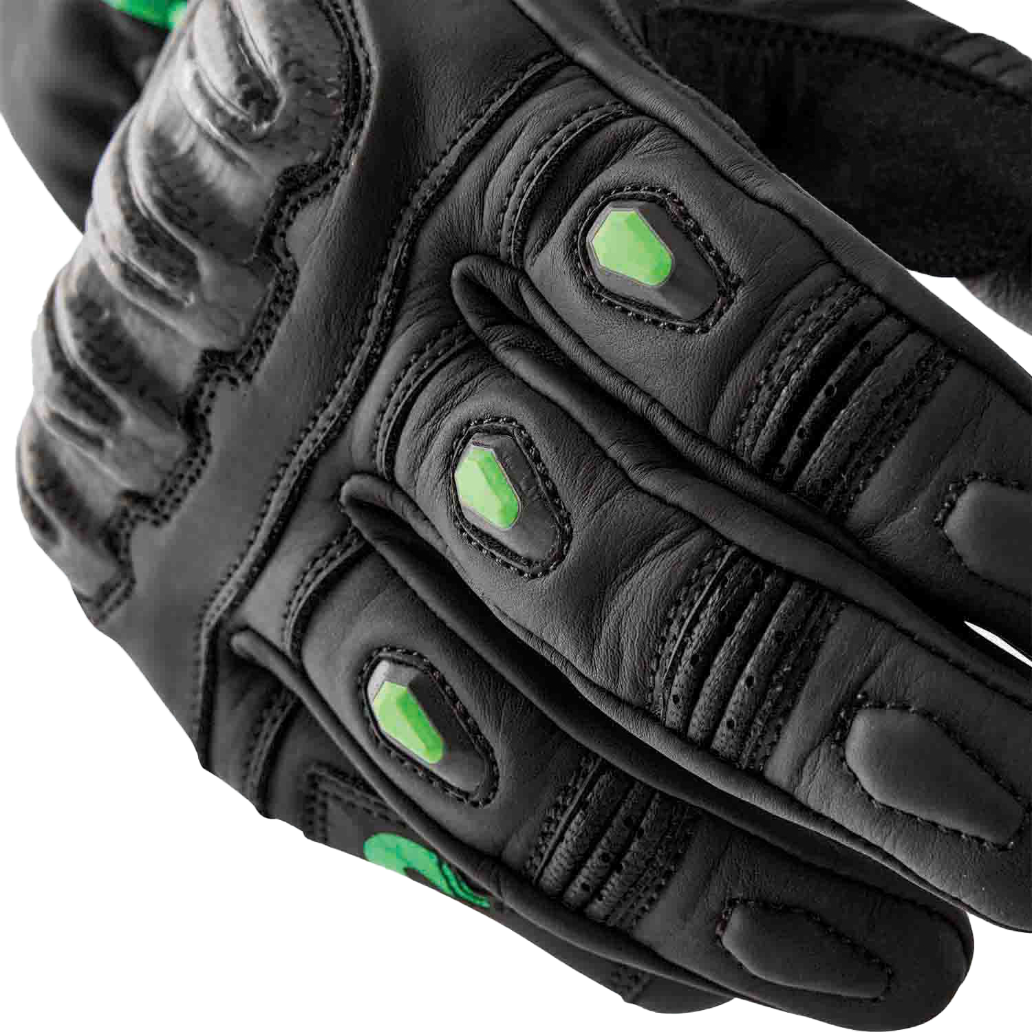 S1 Glove Blk/Flo Green Leather Md