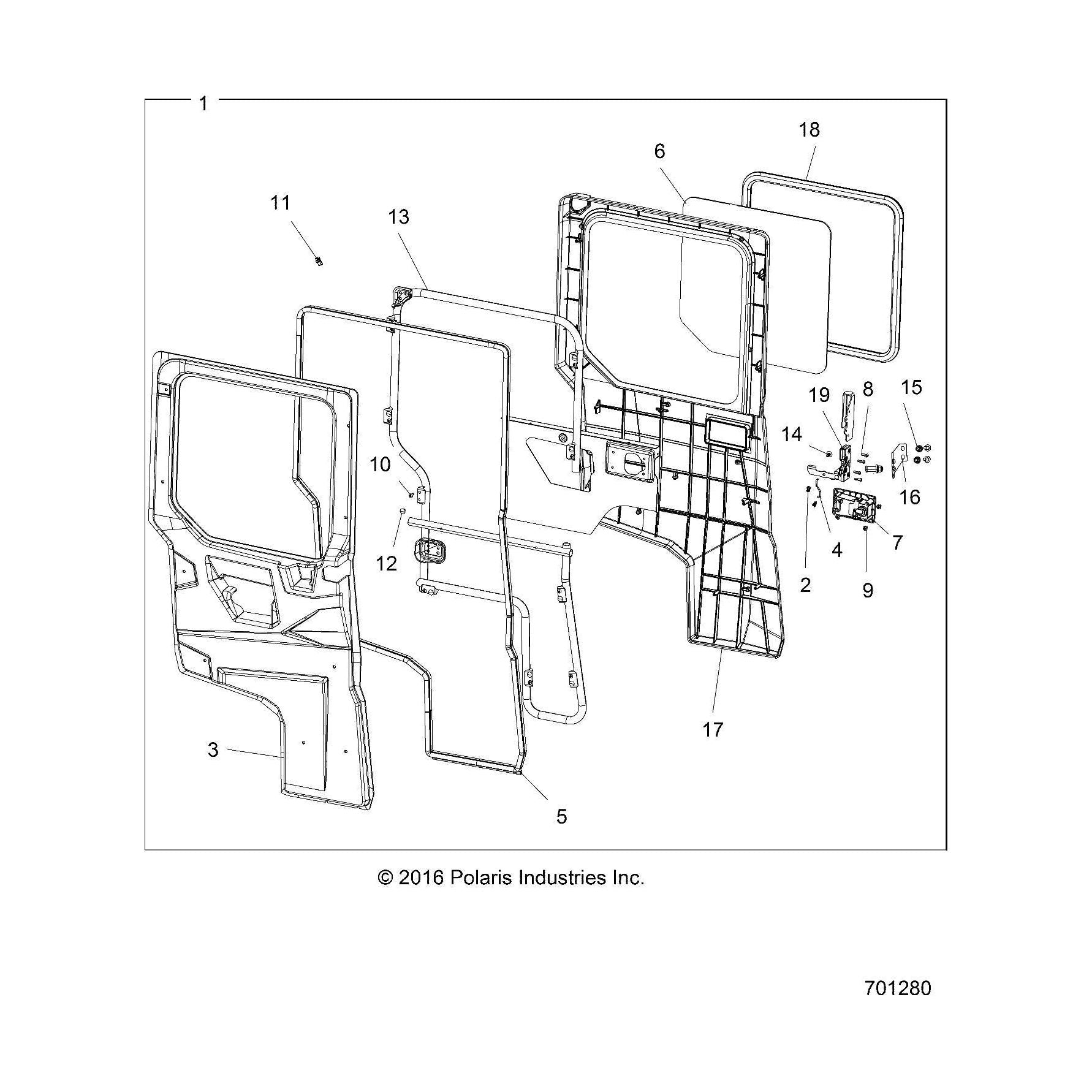 Polaris Ranger Window Seal, Glass, Genuine OEM Part 5521993, Qty 1
