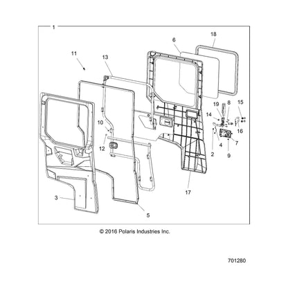 Polaris Ranger Window Seal, Glass, Genuine OEM Part 5521993, Qty 1
