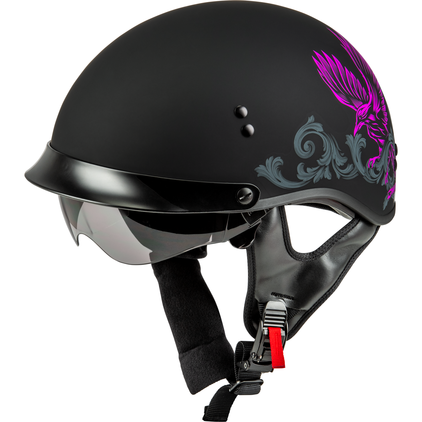 Hh 65 Corvus Helmet W/Peak Matte Black/Purple/Grey Xs