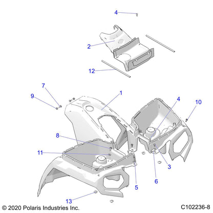 Polaris ATV HDPE Cover, Front, Velocity Blue, Genuine OEM Part 5439069-689, Qty 1