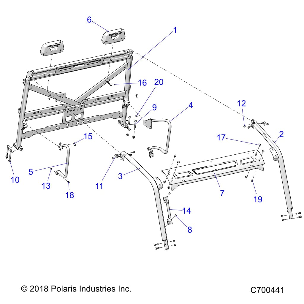 Polaris Ranger Cab Frame Weld, Front, Right, Matte Black, Genuine OEM Part 1022911-458, Qty 1