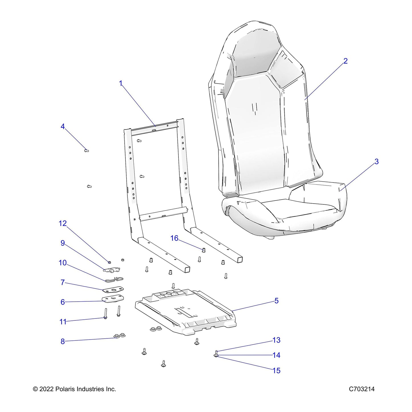 Polaris RZR Seat Frame Weld, Genuine OEM Part 1021289, Qty 1