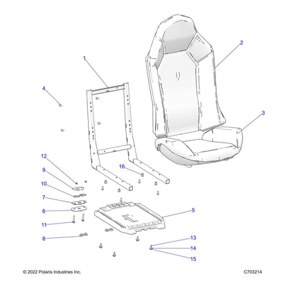Polaris RZR Seat Frame Weld, Genuine OEM Part 1021289, Qty 1