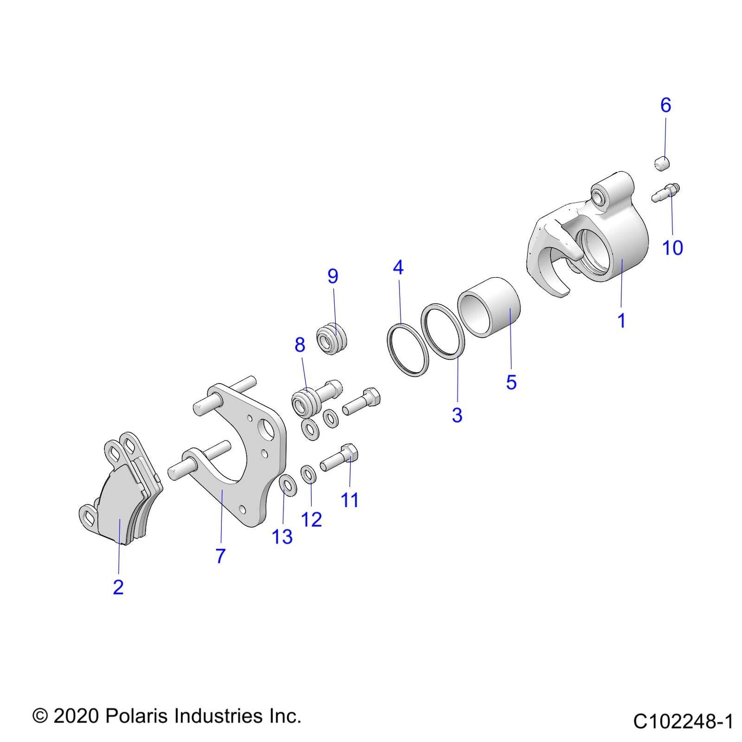 Polaris Ranger Brake Caliper Assembly, Front, Right, 1.5, Genuine OEM Part 1911617, Qty 1