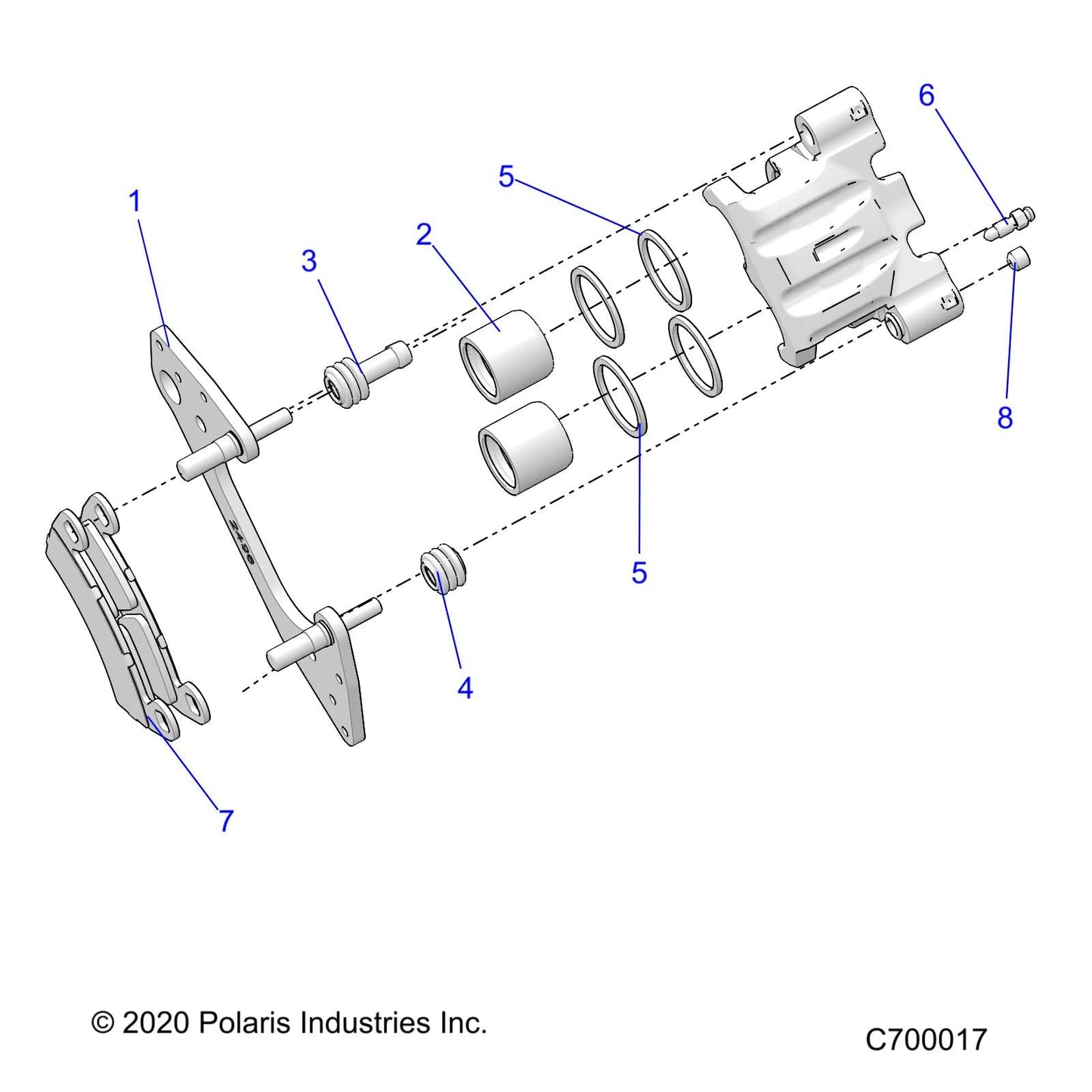Polaris RZR Brake Caliper Assembly, Left, 1.375 in, Genuine OEM Part 1912261, Qty 1