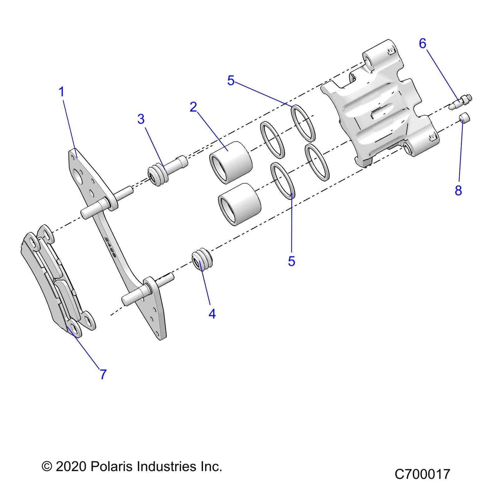 Polaris RZR Brake Caliper Assembly, Left, 1.375 in, Genuine OEM Part 1912261, Qty 1