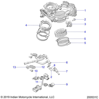 Indian Motorcycle Fuel Injector, Genuine OEM Part 2521836, Qty 1
