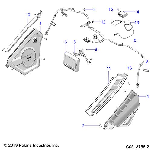 Polaris Slingshot Speaker Cover, Right, Genuine OEM Part 5453796, Qty 1