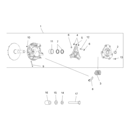 Polaris Ranger Basic Clutch Assembly, Narrow, Genuine OEM Part 1322888, Qty 1