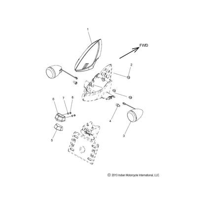 Polaris Indian Motorcycle Turn Signal, Rear, Flat Black, Indian, Genuine OEM Part 2412599-463, Qty 1