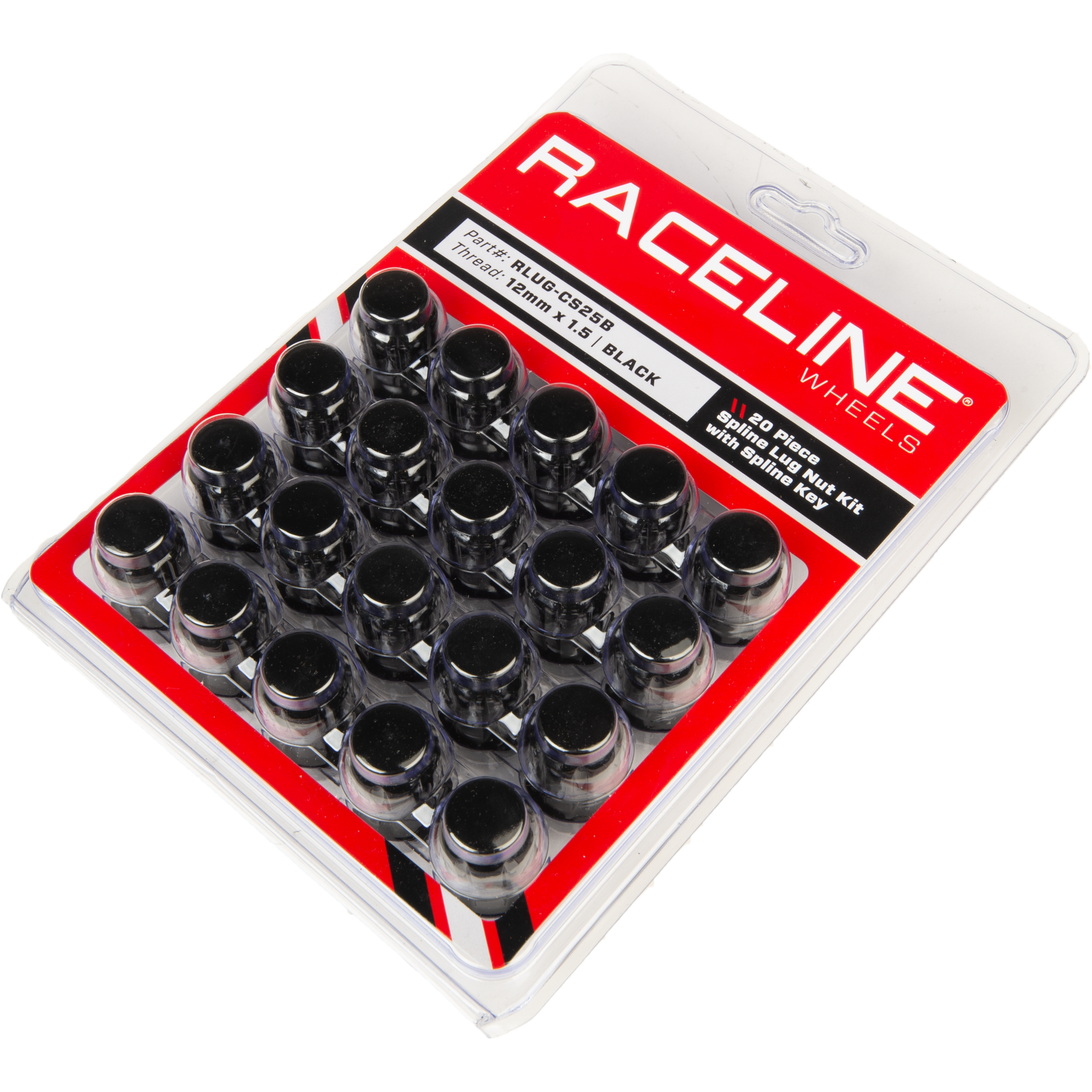 12mmx1.50 Lock Style Lug 20/Pk Lock Style Lug Nuts Blk