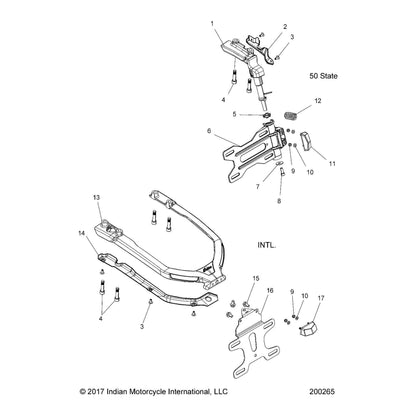 Indian Motorcycle License Plate Mount, Center, Jet Black, Genuine OEM Part 5633815-626, Qty 1