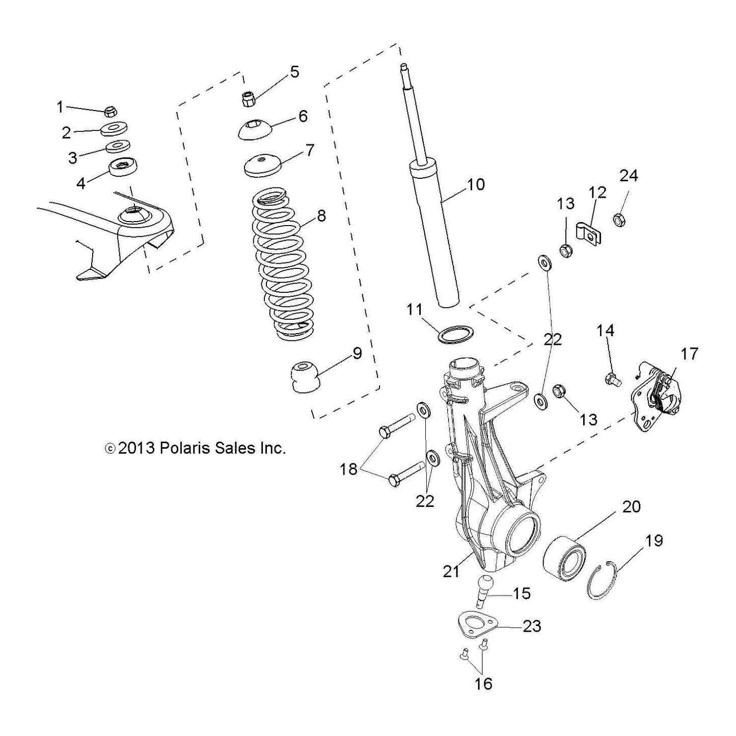 Polaris Ranger Spring, Front, Matte Black, Genuine OEM Part 7043665-458, Qty 1