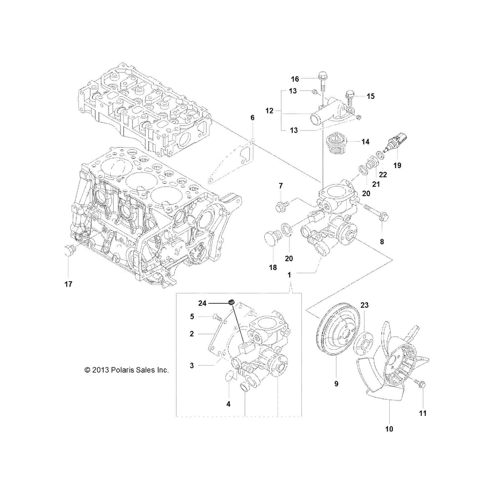 
                      
                        Polaris Ranger Water Pump Assembly, Genuine OEM Part 3070132, Qty 1
                      
                    