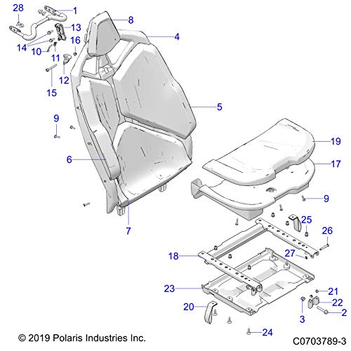 Polaris RZR Seat Assembly, Bottom, Black, Genuine OEM Part 2689141, Qty 1