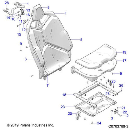 Polaris RZR Seat Assembly, Bottom, Black, Genuine OEM Part 2689141, Qty 1