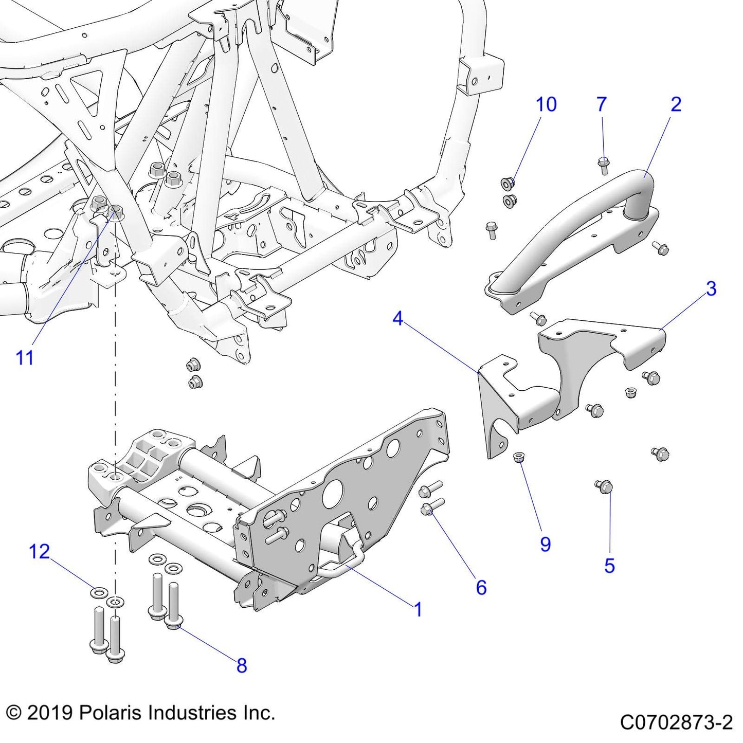 Polaris RZR Frame Weld, Front, Lower, Black, Genuine OEM Part 1025204-458, Qty 1