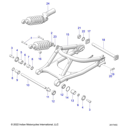 Indian Motorcycle Shock, Cruiser Black, Genuine OEM Part 1824738-266, Qty 1
