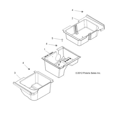 Polaris Ranger Storage Box, Right, Genuine OEM Part 5439083-070, Qty 1