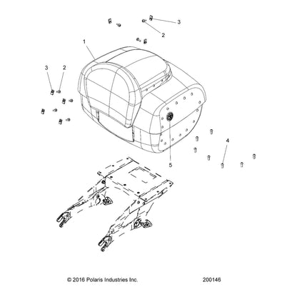 Indian Motorcycle Trunk Assembly, Leather, Tan, Genuine OEM Part 2635655-06, Qty 1