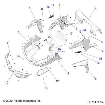 Polaris RZR FASCIA-REAR,ROUTER,BLK, Genuine OEM Part 5456463-070, Qty 1