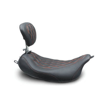 Mustang 08-21 Harley Wide Tripper FL Touring Pass Seat w/ Dr Backrest, Red Diamond Stitch - Black