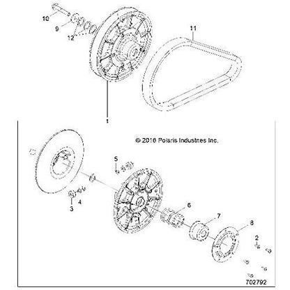 Polaris RZR Driven Clutch Assembly, Genuine OEM Part 1323070, Qty 1