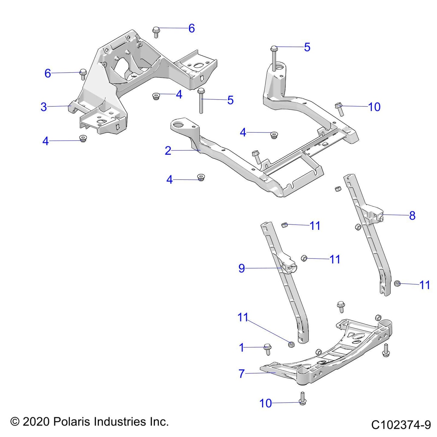 Polaris ATV Rack Support, Front, Left, Genuine OEM Part 5632713, Qty 1