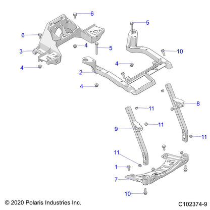 Polaris ATV Rack Support, Front, Left, Genuine OEM Part 5632713, Qty 1