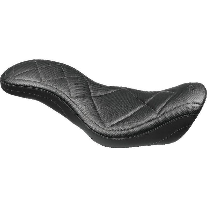 Mustang 14-17 Harley Fat Bob Super Tripper 1PC Seat Carbon - Black