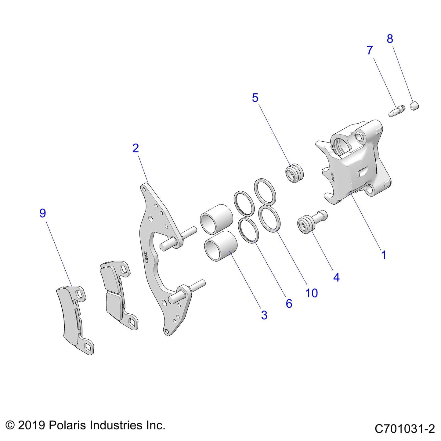 Polaris RZR Disc Brake Caliper Assembly, Front, Right, 1.19, Genuine OEM Part 1912245, Qty 1