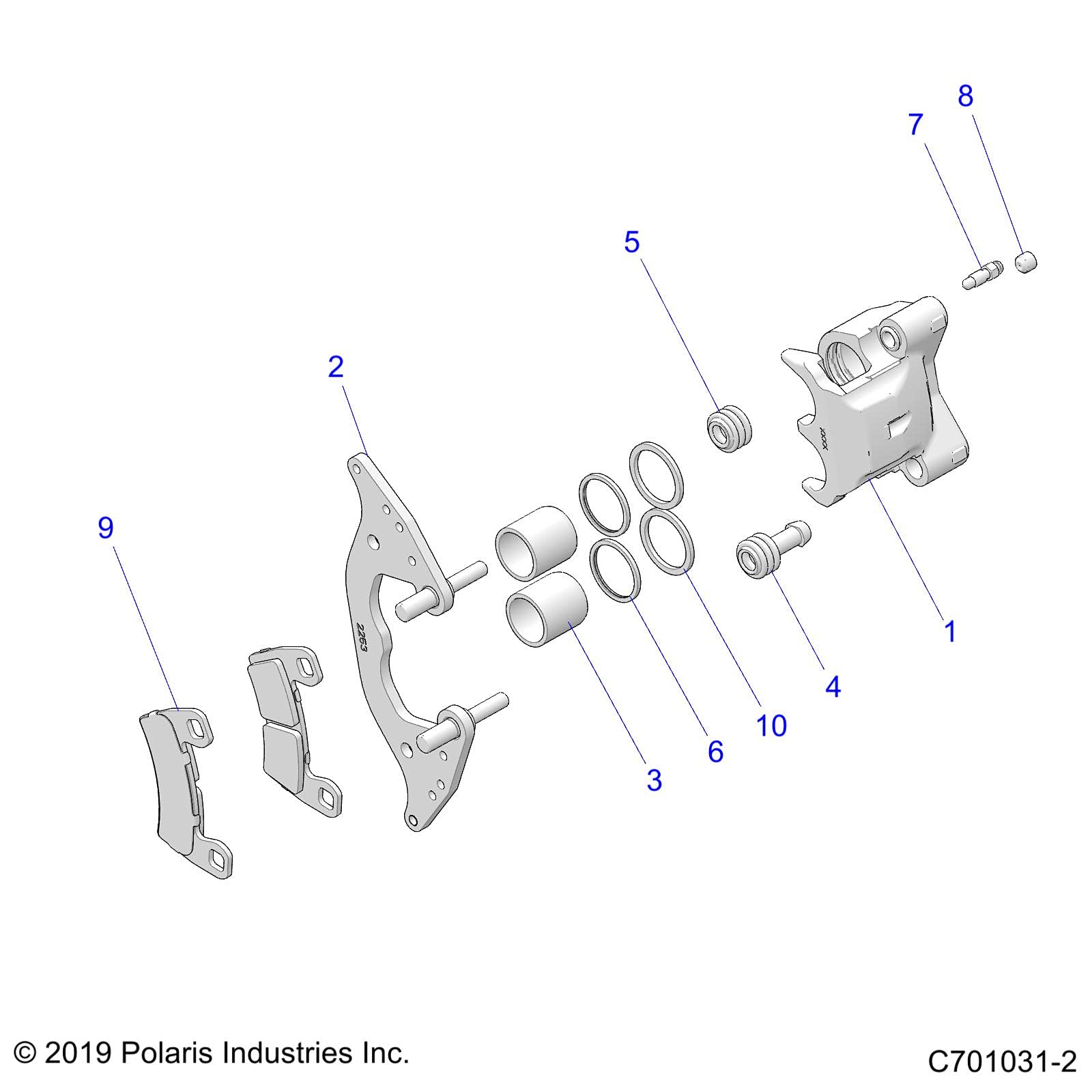 Polaris RZR Disc Brake Caliper Assembly, Front, Right, 1.19, Genuine OEM Part 1912245, Qty 1