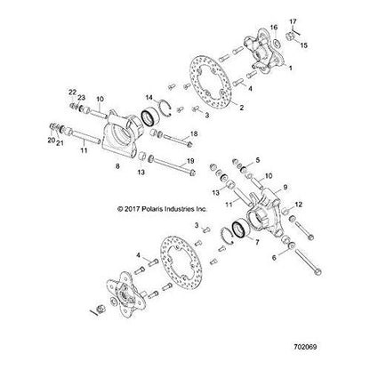 Polaris RZR Wheel Hub Assembly with Disc, Genuine OEM Part 1523224, Qty 1