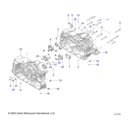 Indian Motorcycle Solid Pin, 8 mm x 24 mm, Genuine OEM Part 7662359, Qty 1