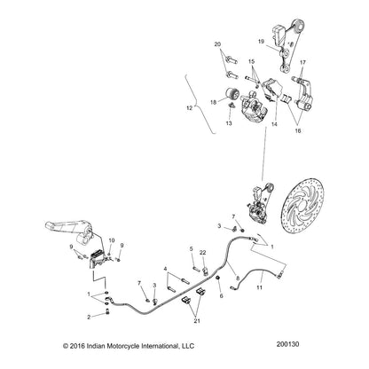 Indian Motorcycle Brake Line, Genuine OEM Part 1912078, Qty 1