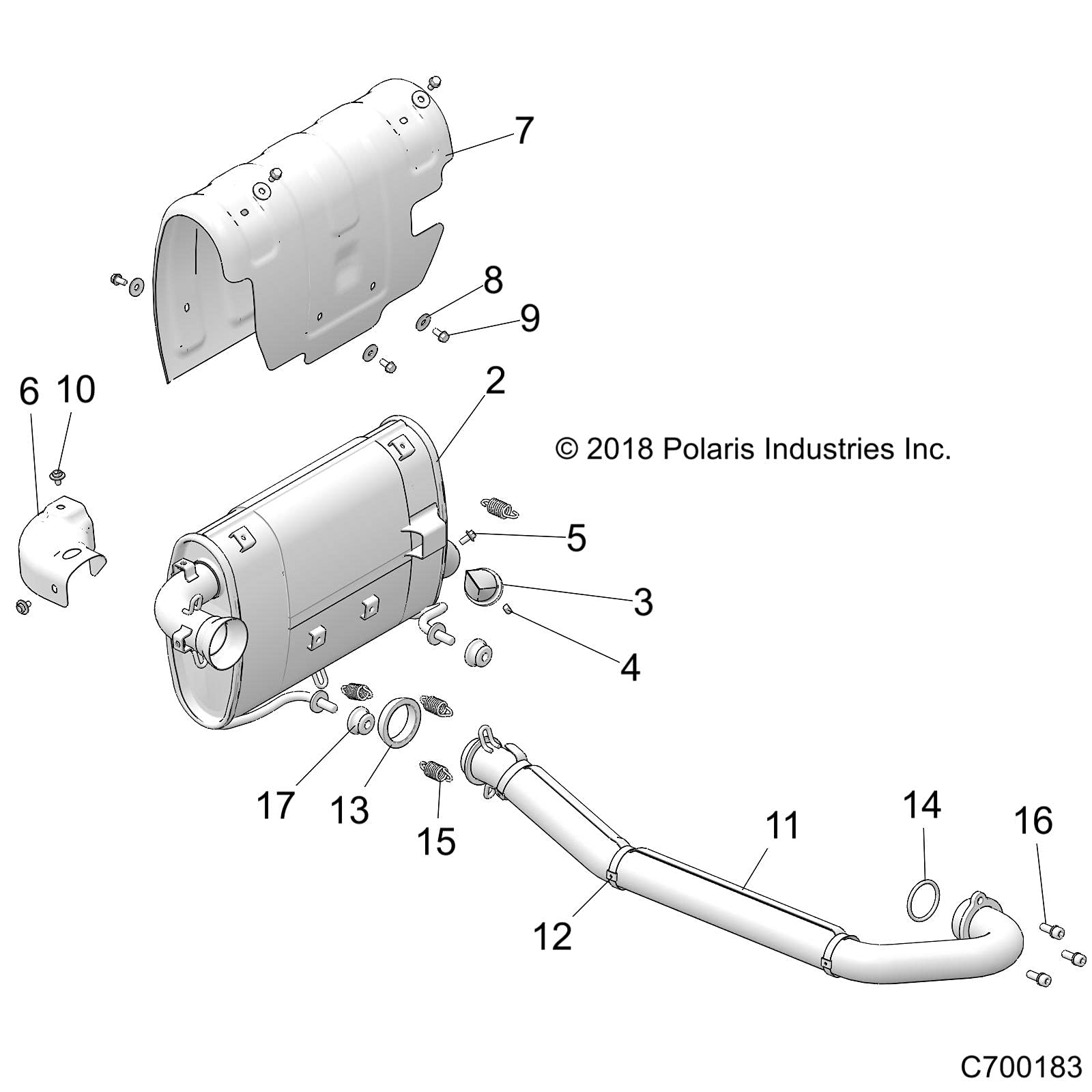 Polaris RZR Silencer Assembly, Genuine OEM Part 1263093, Qty 1