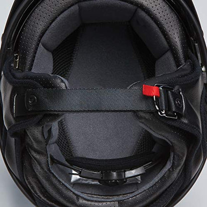 Indian Motorcycle Half Helmet with Retro Racing Stripe, Black - M - 286369603