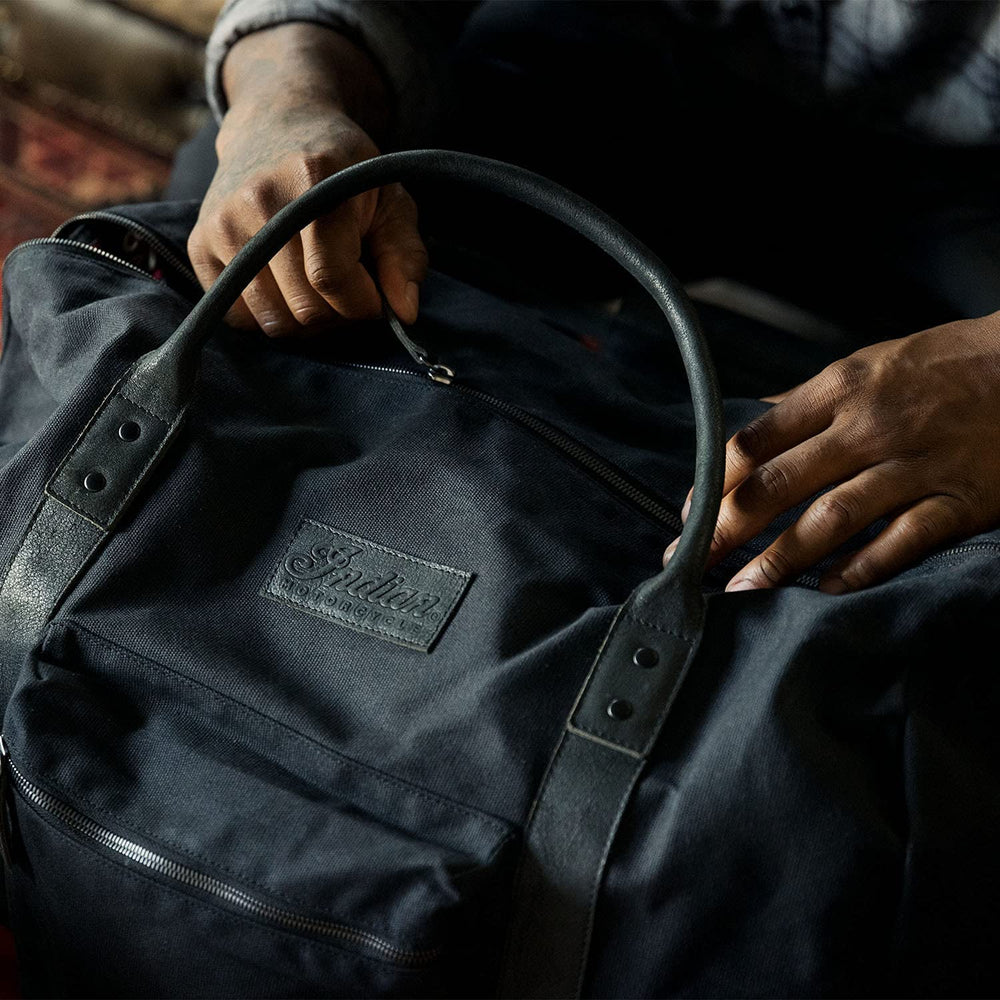 
                      
                        Indian Motorcycle Waxed Canvas Duffle Bag, Black - 2861697
                      
                    