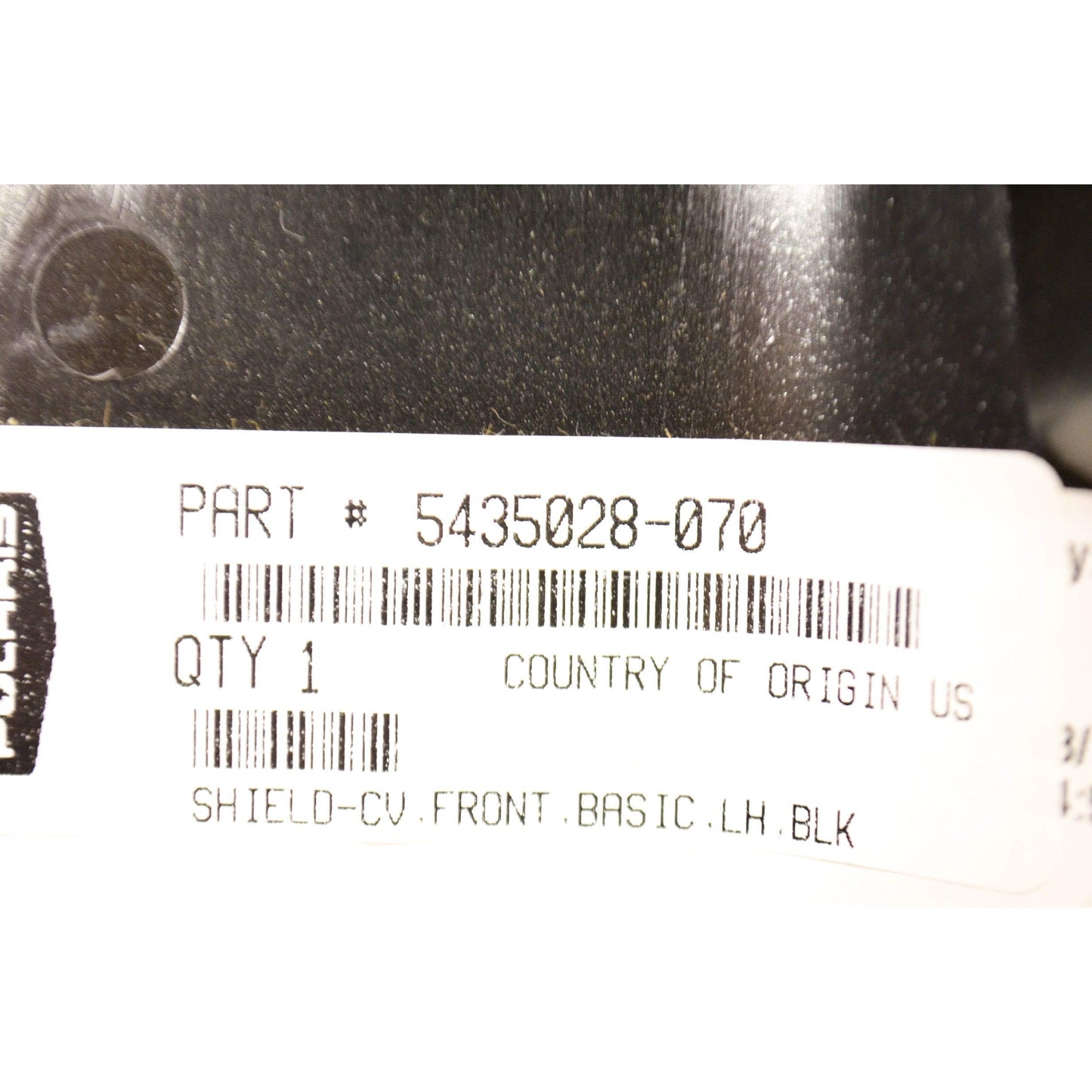 Polaris ATV CV Shield, Front, Left Side, Gloss Black, Genuine OEM Part 5435028-070, Qty 1