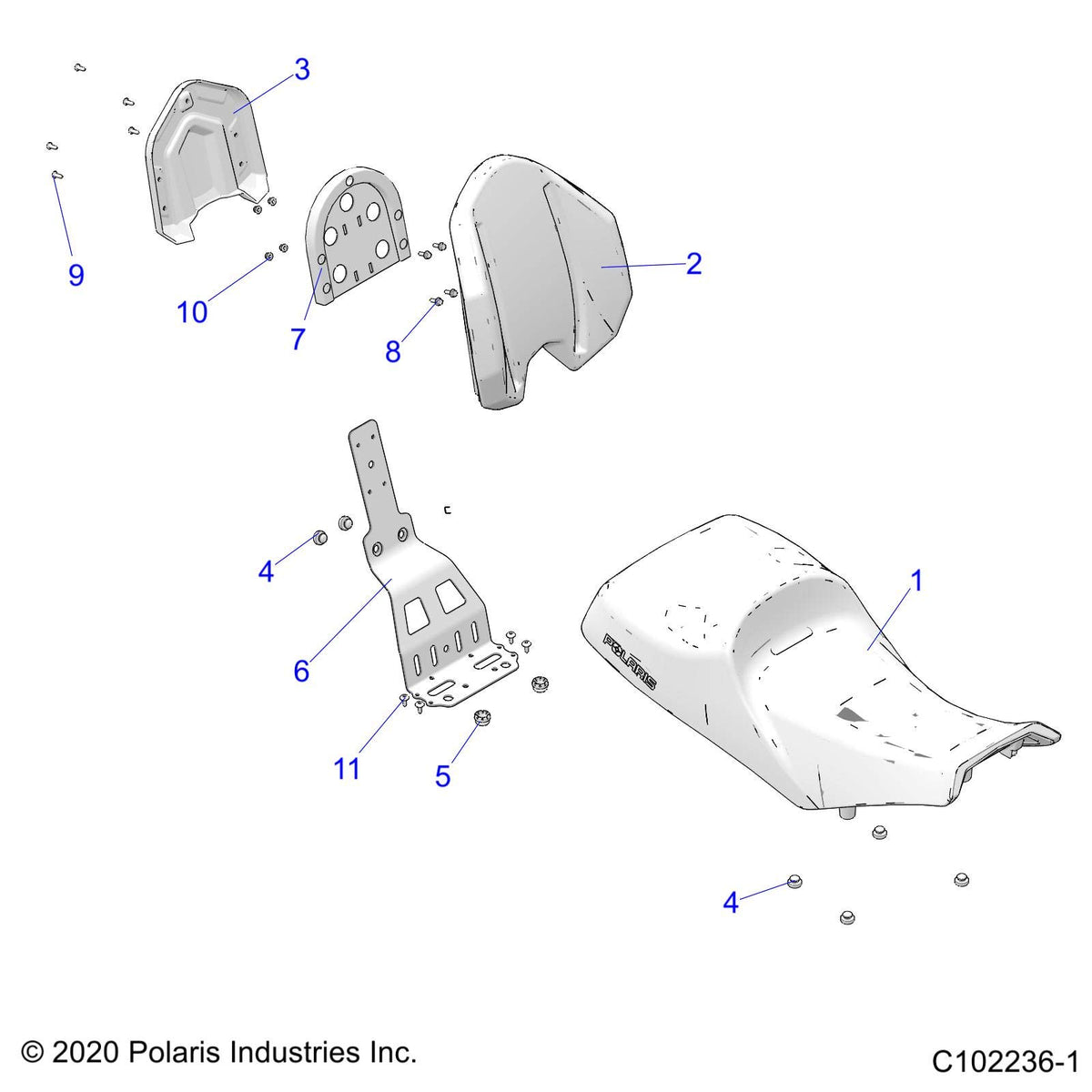 Polaris ATV Seat Cushion Assembly, Back, Tour, Genuine OEM Part 2688295, Qty 1